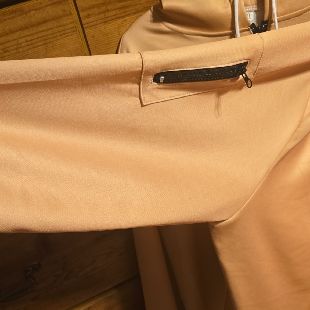 Men's Zip-Up Peach Sweater - Picture 3 of 4
